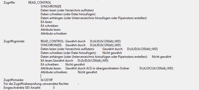Verzeichniszugriffe - Erweiterte Ausgabe