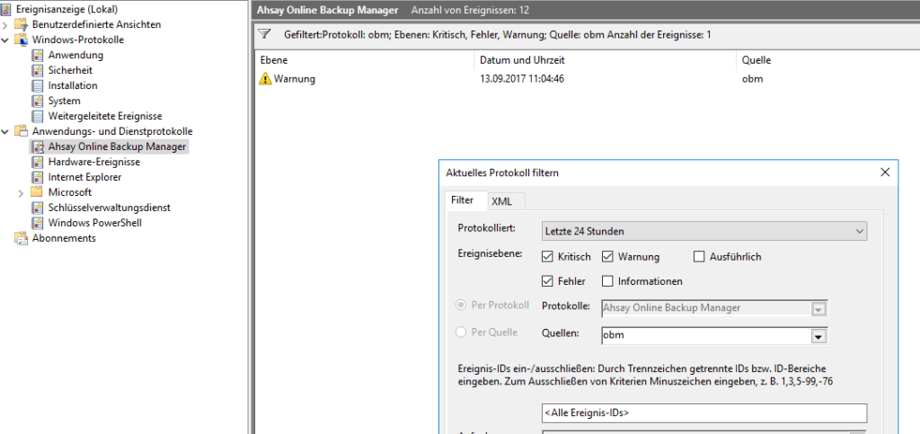 Ahsay Backup - OBM Filter