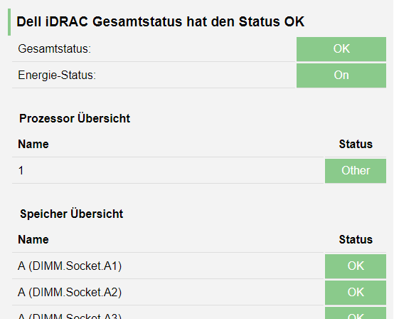 Dell idrac Gesamtstatus