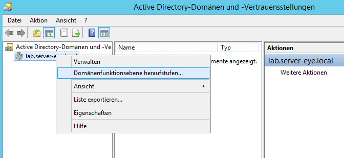 Active Directory - Funktionsebene anpassen