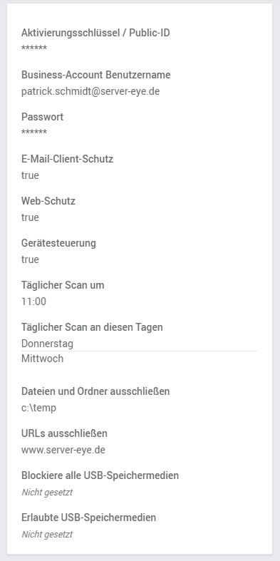 Managed ESET - Einstellungen