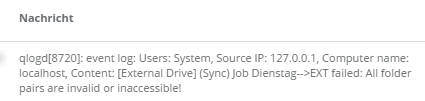 QNAP backup EXT failed