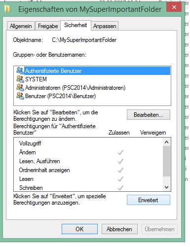 Verzeichniszugriffe - Eigenschaften