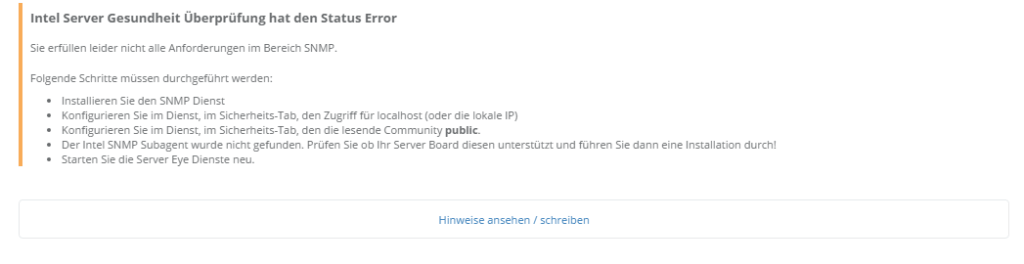 Intel Server SNMP Voraussetzungen