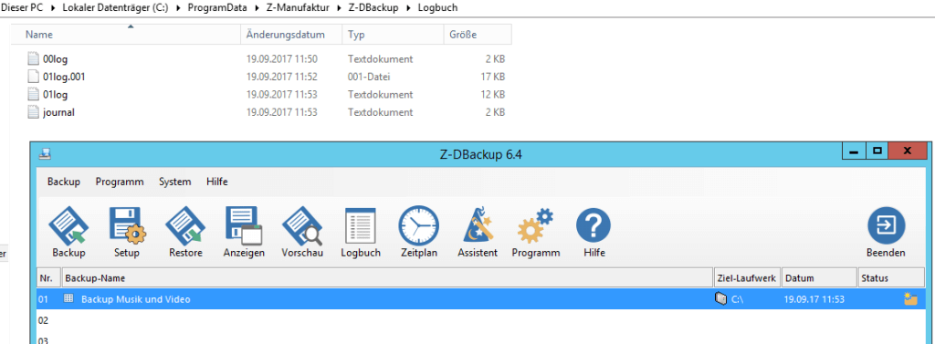 ZD-Backup Logbuch
