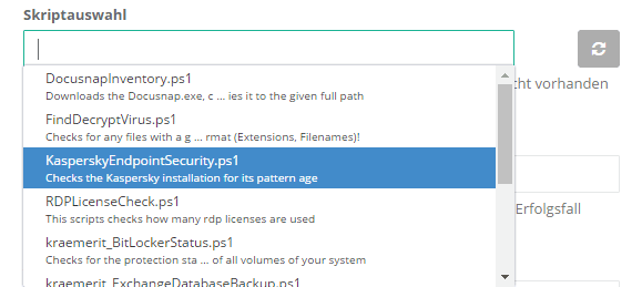 Kaspersky Endpoint Security - Skriptauwahl