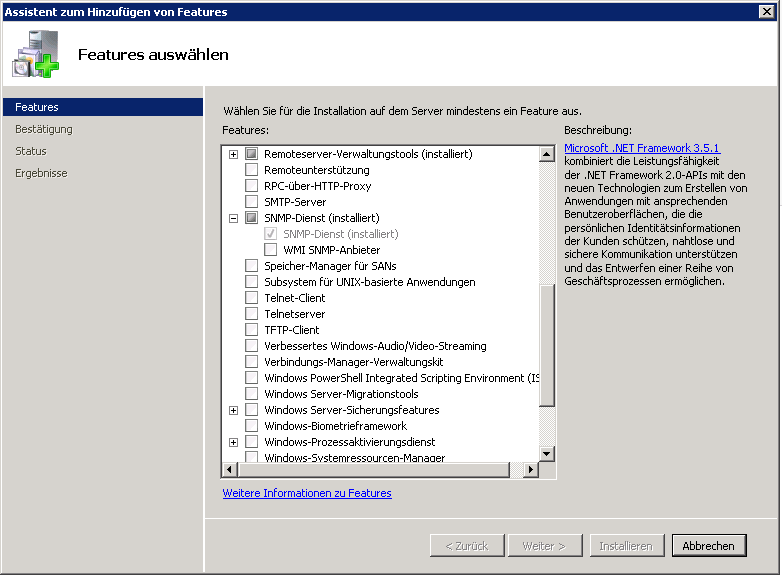 SNMP hinzufügen (Server)