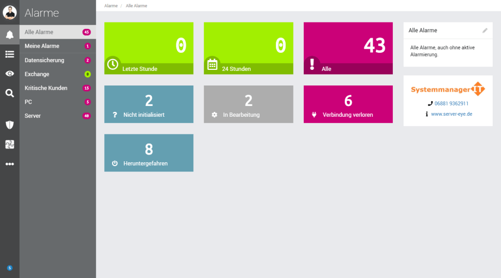 OCC Startseite im Theme für farbenblinde Menschen
