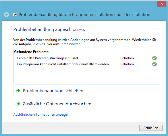 Deinstallationsproblemen