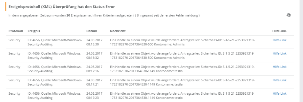 Verzeichniszugriffe - Sensorausgabe
